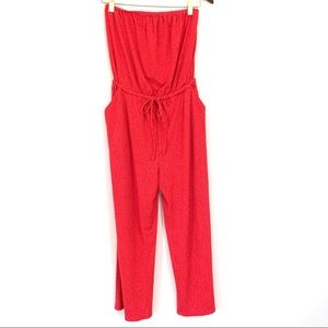 EXPRESS PINK CULOTTE STRAPLESS JUMPSUIT WITH DRAWSTRING WAIST SIZE S